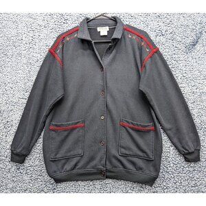 VTG 90s Euro Joy Jacket Womens S Button Up Southwestern Cottagecore Baggy Black